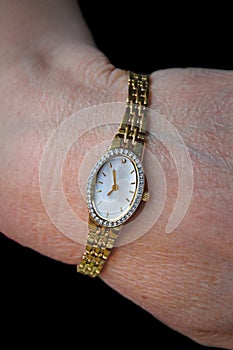 Ladies timepiece gold wrist watch