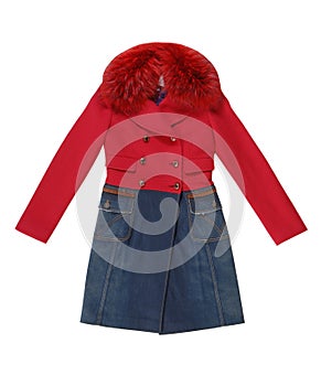 Ladies` topcoat with fur