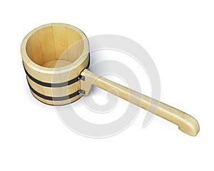 Ladle for the sauna on white background. 3d render imag