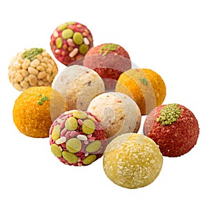Ladoos on a white background