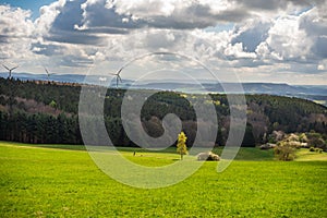 The ladscape in Germany in the sunlight