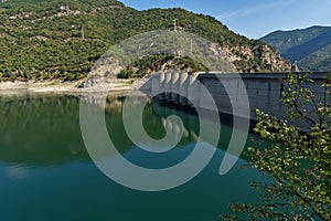 Ladscape with green forest around Vacha Antonivanovtsy Reservoir, Rhodopes Mountain