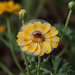 Lady Beetle on yellow bloom