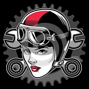 Lady biker head