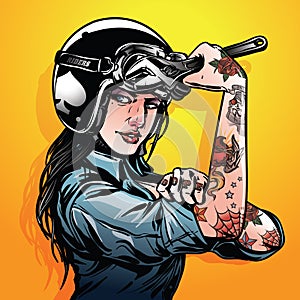 Lady bikers motorcycle illustration