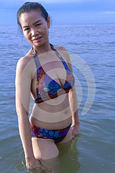 Lady bikini in water