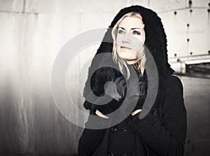 Lady in black Coat