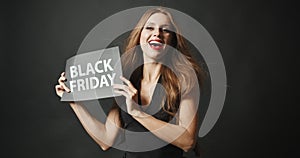 Lady with black friday poster