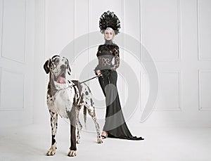 Lady in black with a friendly dog