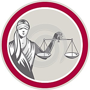 Lady Blindfolded Holding Scales Justice Circle