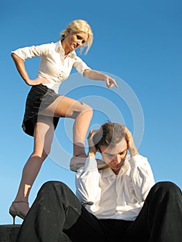 Lady boss and subordinate man