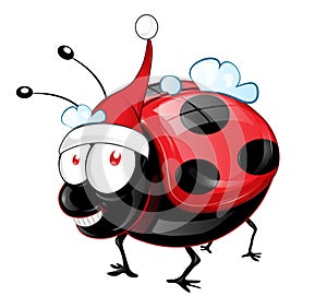 Lady Bug Character with Santa Claus hat