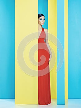Lady on colorful background