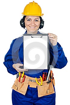 Lady construction worker