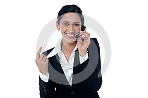 Lady customer support executive on call