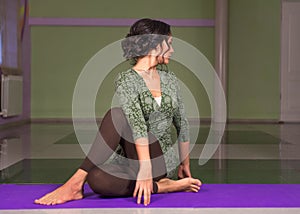 Lady demonstrating yoga asana