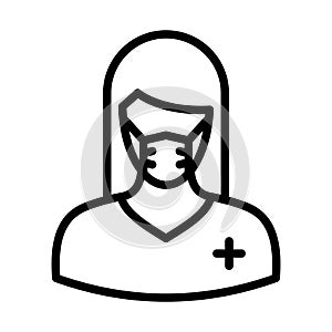 Lady Doctor Wearing mask Vector Icon which can easily modify or edit