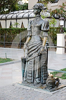 Lady with a dog. Monument to Anton Chekhov in Yalta.