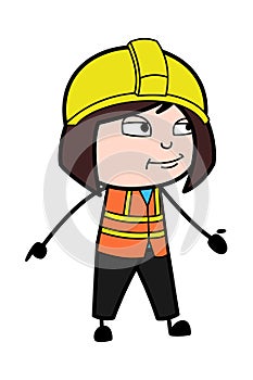 Lady Engineer Expressionless Face Cartoon