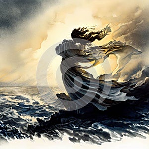 Lady Facing the Wind photo