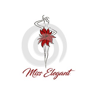 Lady figure in a flower dress logo