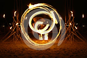 Lady fire dancer