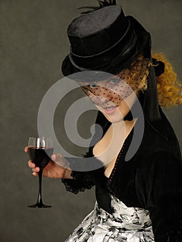 Lady with glass of wine