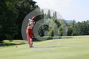 Lady golf swing