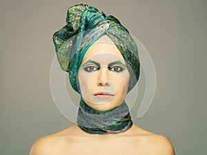 Lady in green turban