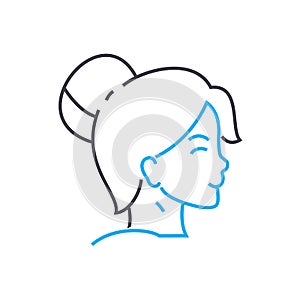 Lady hairstyle vector thin line stroke icon. Lady hairstyle outline illustration, linear sign, symbol concept.