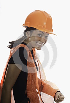 Lady hardhat worker