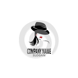 Lady hat beauty fashion vector template