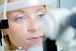 Lady having eye examination