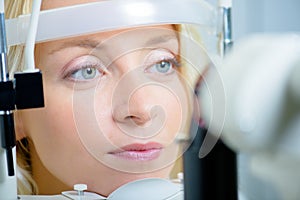 Lady having eye examination