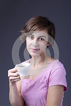 Lady and her coffee.