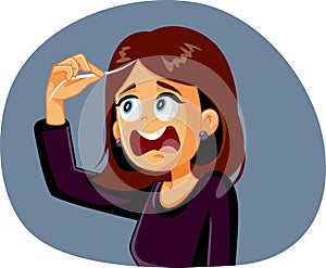 Woman Reacting to First Gray Hair Vector Cartoon