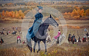 Lady on Horse-hunting