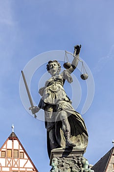 Lady justice as symbol in frankfurt