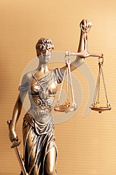 lady justice on golden background