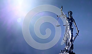 Lady justice or justitia - blindfolded figurine holding balance scale