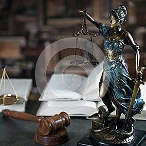 Lady of Justice statue. The criminal law.