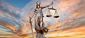 Lady justice statue symbol of judiciary s balance and integrity in legal process photo