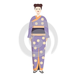 Lady kimono icon cartoon vector. Asian woman