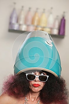 Lady in Large Hair Dryer