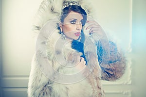 Lady in luxurious fur coat