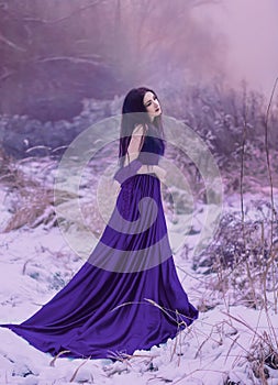 Lady in a luxury lush purple dress