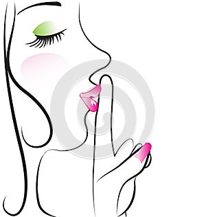 Lady making silence sign logo vector