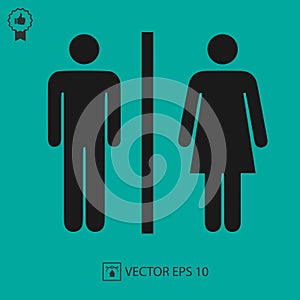 Lady and man toilet sign vector icon eps 10. Restroom symbol