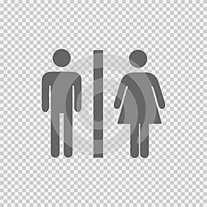 Lady and man toilet sign vector icon eps 10. Restroom symbol. Simple isolated illustration on transparent background