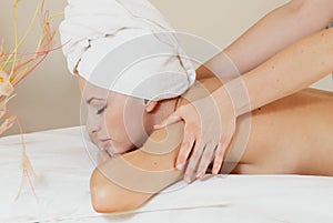 Lady in massage salon